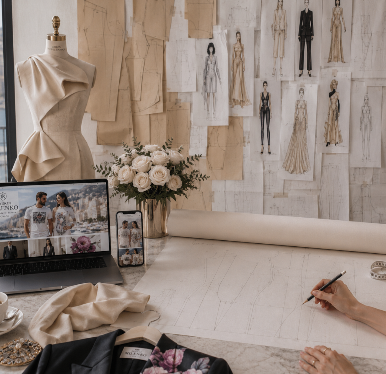 Precision pattern making and prototype development are the foundation of every successful collection. Maison FILENKO transforms sketches into production-ready garments with couture expertise and meticulous attention to every detail.